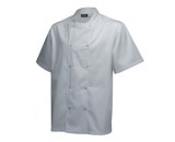 Genware Basic Stud Chef Jacket Short Sleeve White M 40"-42"