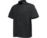 Genware Basic Stud Chef Jacket Short Sleeve Black S 36"-38"