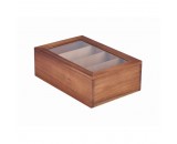 Genware Acacia Wood Tea Box 30x20x10cm
