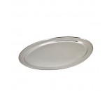 Genware Stainless Steel Oval Meat Flat Platter 600x400mm
