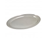 Genware Stainless Steel Oval Meat Flat Platter 650x450mm
