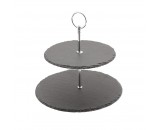 Genware Slate 2 Tier Cake Stand 20cm and 25cm Plates