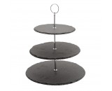 Genware Slate 3 Tier Cake Stand 12cm, 25cm and 30cm Plates