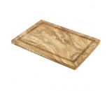 Genware Olive Wood Serving Board with Groove 30x20cm
