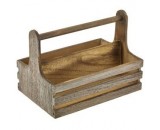 Genware Rustic Wooden Table Caddy 24.5x16.5x18cm