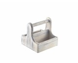 Genware White Wash Acacia Wood Small Table Caddy 15x15.3cm