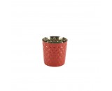 Genware Stainless Steel Red Hammered Serving Cup 8.5x8.5cm