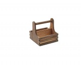 Genware Rustic Wooden Table Caddy Small 15x15.3x15cm