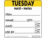 Berties 50mm Tuesday Removable Day Label