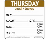 Berties 50mm Thursday Removable Day Label
