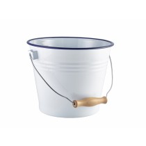 Berties White/Blue Rim Enamel Bucket 16cm Diameter-2L