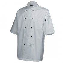 Genware Superior Chef Jacket Short Sleeve White S 36"-38"