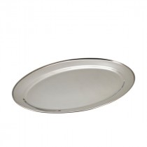 Genware Stainless Steel Oval Meat Flat Platter 550x375mm