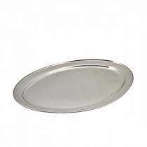 Genware Stainless Steel Oval Meat Flat Platter 600x400mm