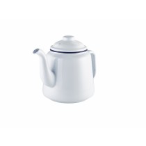 Berties White/Blue Rim Enamel Teapot 1.5L-52.75oz