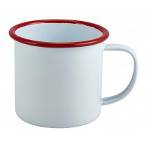 Berties Enamel Mug White with Red Rim 36cl-12.5oz