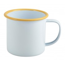 Berties Enamel Mug White with Yellow Rim 36cl-12.5oz