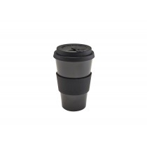 Berties Bamboo Fibre Reusable Coffee Cup Black with Silicone Lid 45cl-15.75oz