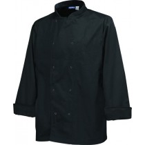 Genware Basic Stud Chef Jacket Long Sleeve Black S 36"-38"