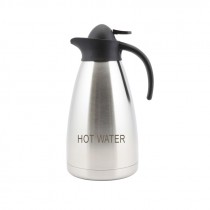 Genware Hot Water Inscribed Stainless Steel Contemporary Vacuum Jug 2L
