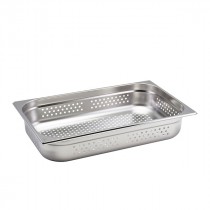 Genware Stainless Steel Perforated Gastronorm 1-1 100mm Deep
