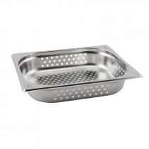 Genware Stainless Steel Perforated Gastronorm 1-2 100mm Deep