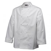 Genware Basic Stud Chef Jacket Long Sleeve White XL 48"-50"