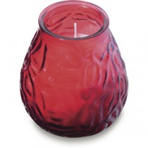 Berties Glass Lowboy Candle Red