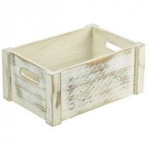Genware Wooden Crate White Wash 34x23x15cm