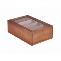Genware Acacia Wood Tea Box 30x20x10cm