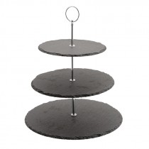 Genware Slate 3 Tier Cake Stand 12cm, 25cm and 30cm Plates
