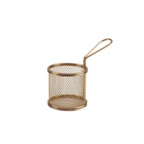 Genware Copper Serving Fry Basket Round 9x9.3cm Diameter
